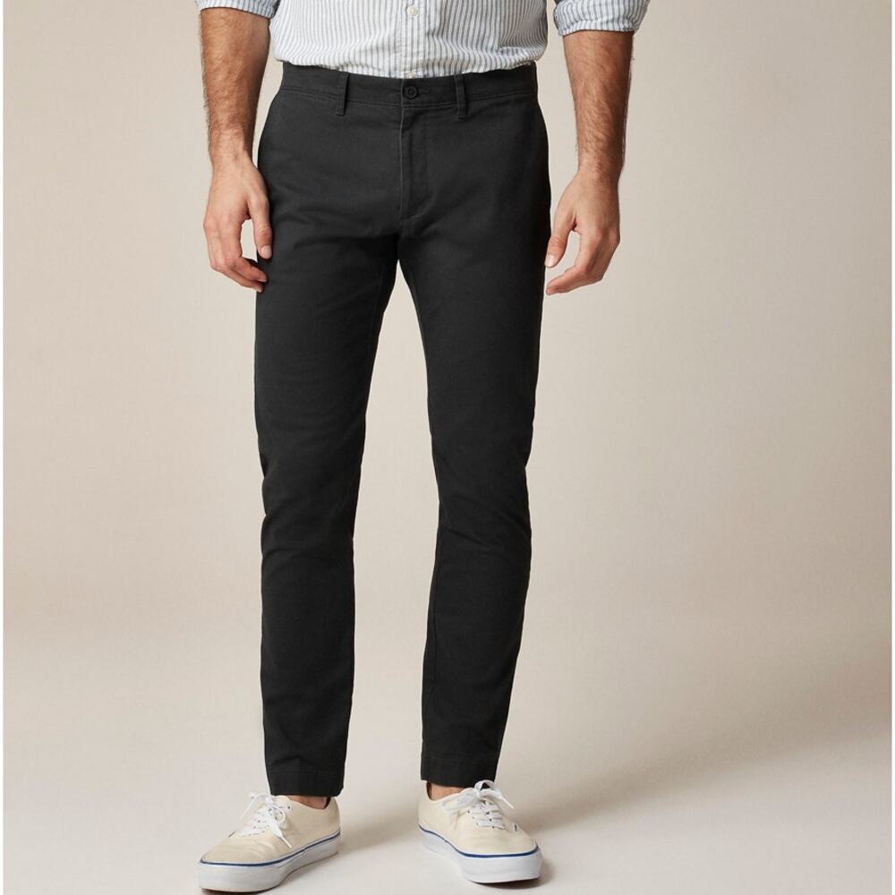 J.Crew Slim Stretch Chino Pants Mens 32x30 Black Twill Flat Front Slash Pockets